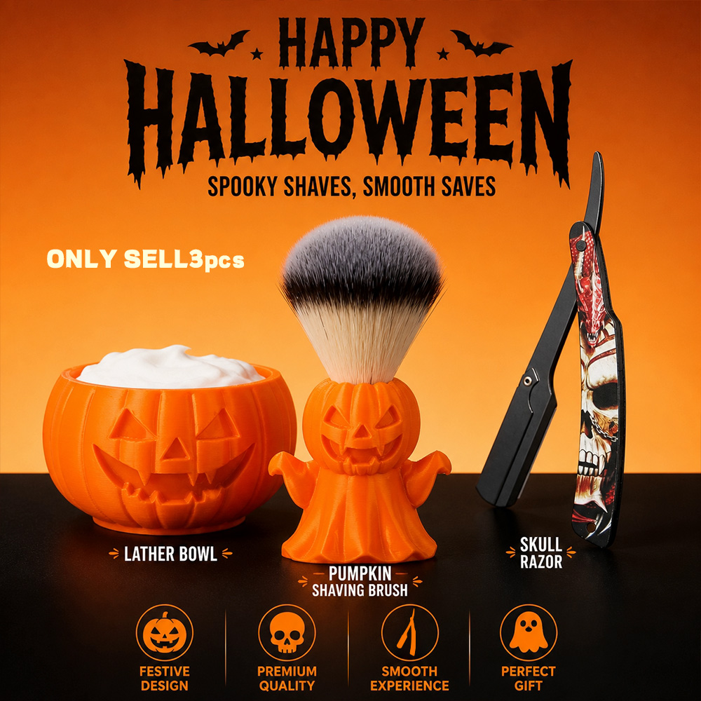 Men'S Grooming Blade - 3-delige Halloween-scheerset voor heren, vintage uitvoering,